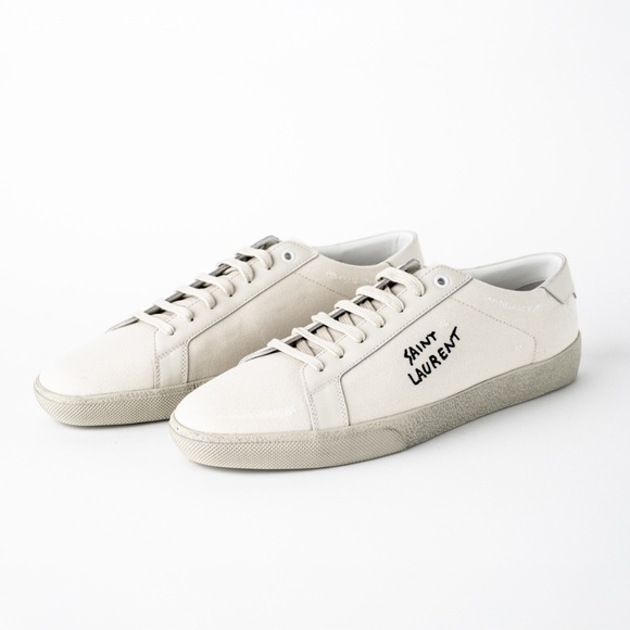 Saint Laurent Court Classic Sl/06 Embroidered Mens Sneakers Canvas New AUTH US 9 - Picture 1 of 15